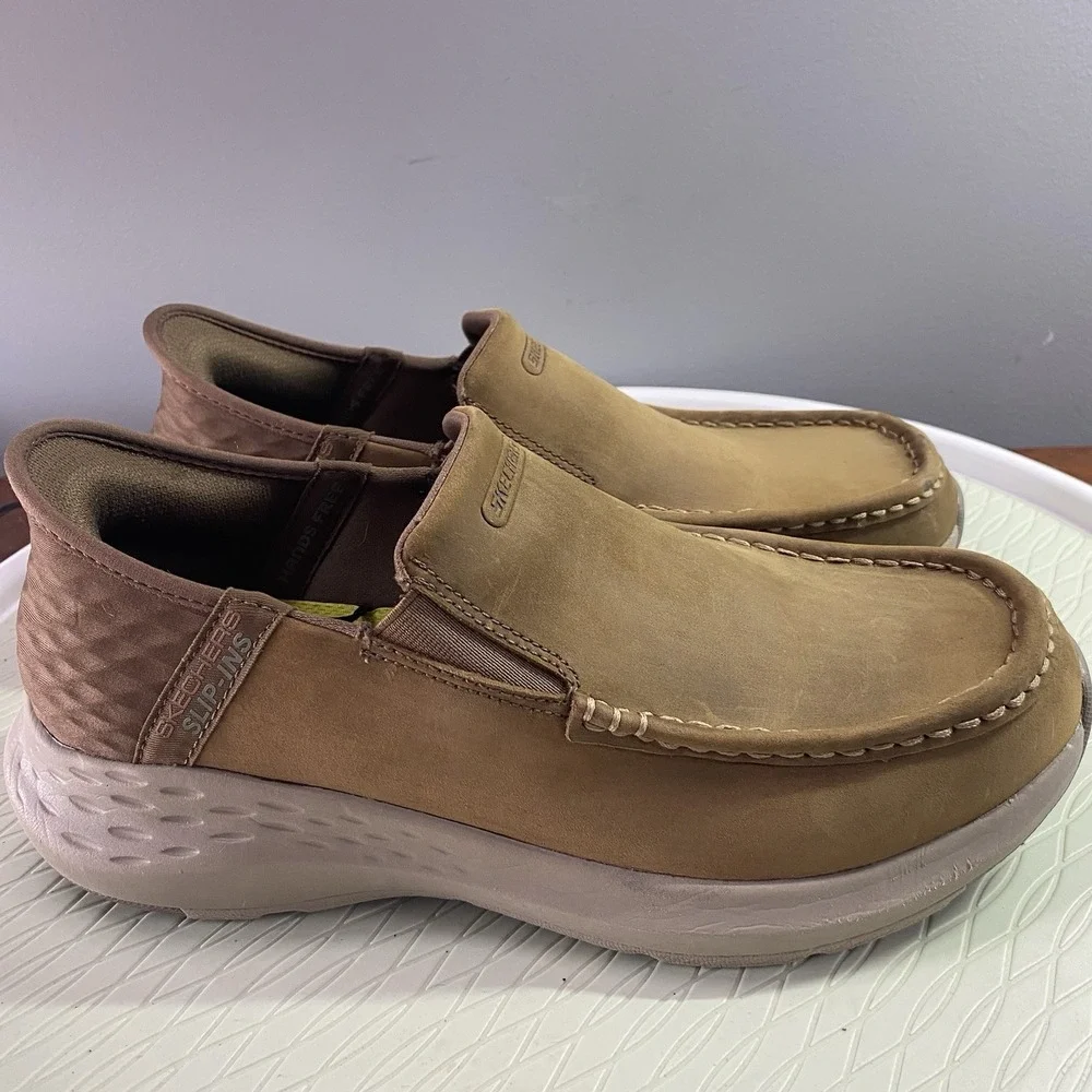 Skechers Men's Brown‎ Leather Parson-Oswin Slip-ins Shoes EXTRA EXTRA WIDE SZ.7